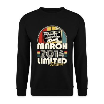 Mars 2014 Vintage Rétro Cadeau Anniversaire - Sweat-shirt Unisexe - noir - Devant - Alina (178cm) & Michal (187cm)