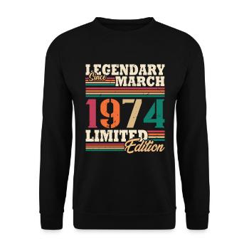 Vintage 1974 Mars Cadeau Anniversaire Rétro - Sweat-shirt Unisexe - noir - Devant - Alina (178cm) & Michal (187cm)