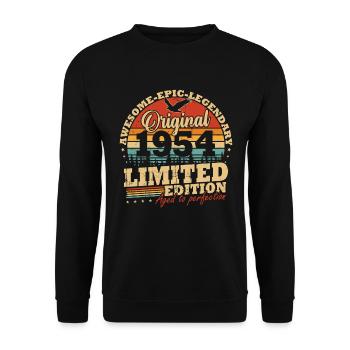 Original 1954 Jahrgang Geburtstag Geschenk - Unisex Pullover - Schwarz - Vorne - Alina (178cm) & Michal (187cm)