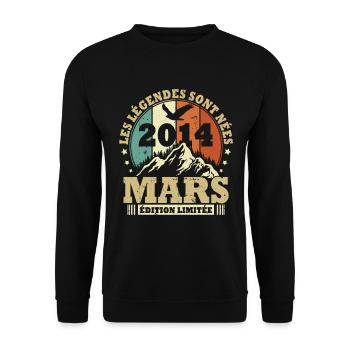 Vintage Mars 2014 Vintage Cadeau Anniversaire - Sweat-shirt Unisexe - noir - Devant - Alina (178cm) & Michal (187cm)