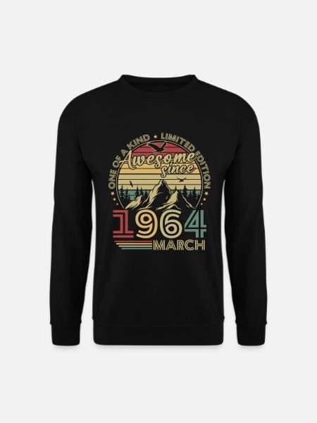 Vintage Mars 1964 Rétro Cadeau Anniversaire - Sweat-shirt Unisexe - noir