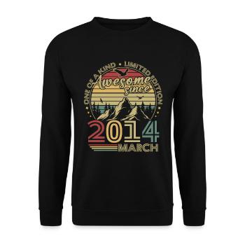 Vintage Mars 2014 Rétro Cadeau Anniversaire - Sweat-shirt Unisexe - noir - Devant - Alina (178cm) & Michal (187cm)