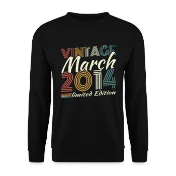Mars 2014 Vintage Rétro Cadeau D'anniversaire - Sweat-shirt Unisexe - noir - Devant - Alina (178cm) & Michal (187cm)