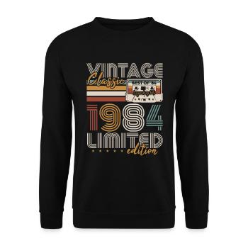 Vintage 1984 Geburtstagsgeschenk Jahrgang Retro - Unisex Pullover - Schwarz - Vorne - Alina (178cm) & Michal (187cm)