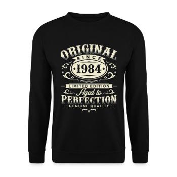 Original 1984 Retro Birthday Gift - Unisex Sweatshirt - black - Front - Alina (178cm) & Michal (187cm)