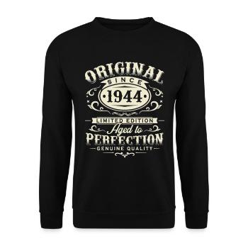 Original 1944 Retro Birthday Gift - Unisex Sweatshirt - black - Front - Alina (178cm) & Michal (187cm)