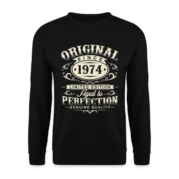 Original 1974 Retro Birthday Gift - Unisex Sweatshirt - black - Front - Alina (178cm) & Michal (187cm)
