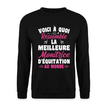 La Meilleure Monitrice D'équitation Au Monde - Sweat-shirt Unisexe - noir - Devant - Alina (178cm) & Michal (187cm)