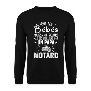 Babys haben am besten einen Biker-Papa - Unisex Pullover - Schwarz - Vorne - Alina (178cm) & Michal (187cm)