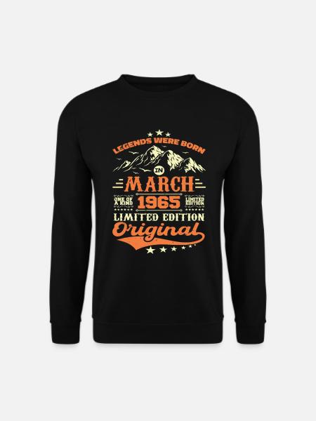 Jahrgang Geboren im März 1965 Geburtstagsgeschenk - Unisex Pullover - Schwarz