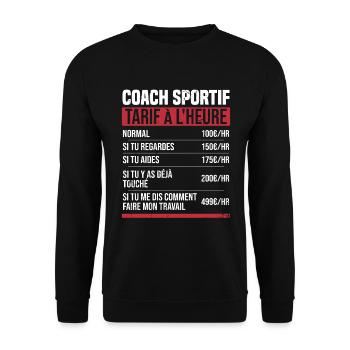 Personal Trainer Stundensatz Humor Geschenkidee - Unisex Pullover - Schwarz - Vorne - Alina (178cm) & Michal (187cm)