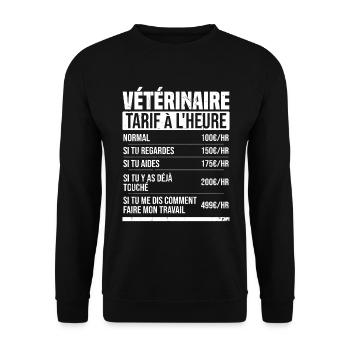 Tierarzt Stundensatz Humor Geschenkidee - Unisex Pullover - Schwarz - Vorne - Alina (178cm) & Michal (187cm)
