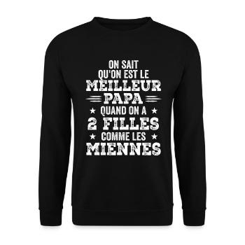 Meilleur Papa de Deux Filles - Sweat-shirt Unisexe - noir - Devant - Alina (178cm) & Michal (187cm)