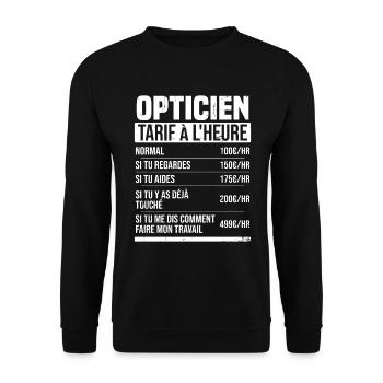 Opticien tarif à l'heure idée cadeau humour - Sweat-shirt Unisexe - noir - Devant - Alina (178cm) & Michal (187cm)