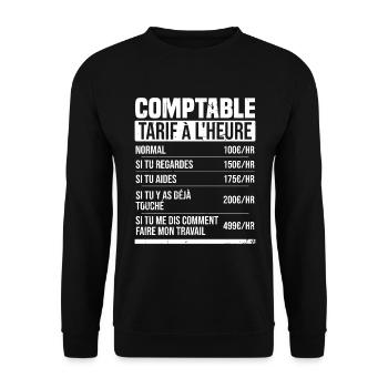 Comptable tarif à l'heure idée cadeau humour - Sweat-shirt Unisexe - noir - Devant - Alina (178cm) & Michal (187cm)