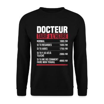 Doktor Stundensatz Humor Geschenkidee - Unisex Pullover - Schwarz - Vorne - Alina (178cm) & Michal (187cm)