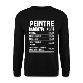 Peintre tarif à l'heure idée cadeau humour - Sweat-shirt Unisexe - noir - Devant - Alina (178cm) & Michal (187cm)