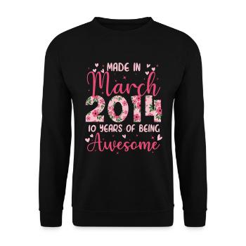Mars 2014 Cadeau Anniversaire 10 Ans Pour Filles - Sweat-shirt Unisexe - noir - Devant - Alina (178cm) & Michal (187cm)