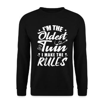 I'm The Oldest Twin Funny Twin Tees - Sweat-shirt Unisexe - noir - Devant - Alina (178cm) & Michal (187cm)