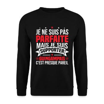 Nicht perfekt, aber ich bin ein Guingamp-Fan - Unisex Pullover - Schwarz - Vorne - Alina (178cm) & Michal (187cm)