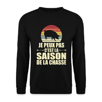 Je Peux Pas C'est La Saison De La Chasse - Sweat-shirt Unisexe - noir - Devant - Alina (178cm) & Michal (187cm)