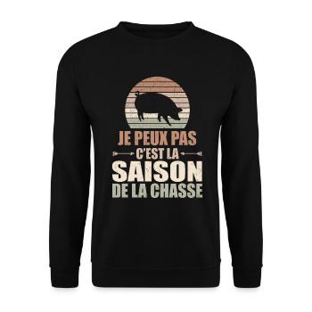 Je Peux Pas C'est La Saison De La Chasse - Sweat-shirt Unisexe - noir - Devant - Alina (178cm) & Michal (187cm)