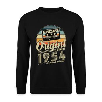 Original Since 1954 Vintage Birthday Gift - Unisex Sweatshirt - black - Front - Alina (178cm) & Michal (187cm)