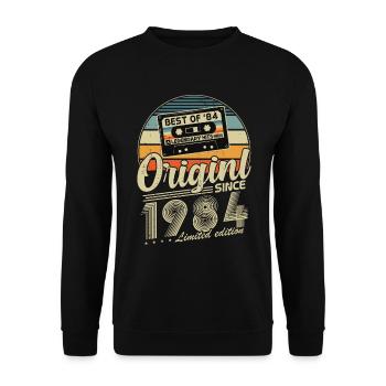 Original seit 1984 Vintage Geburtstagsgeschenk - Unisex Pullover - Schwarz - Vorne - Alina (178cm) & Michal (187cm)