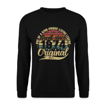 Grand depuis 1974 cadeau d’anniversaire Vintage - Sweat-shirt Unisexe - noir - Devant - Alina (178cm) & Michal (187cm)
