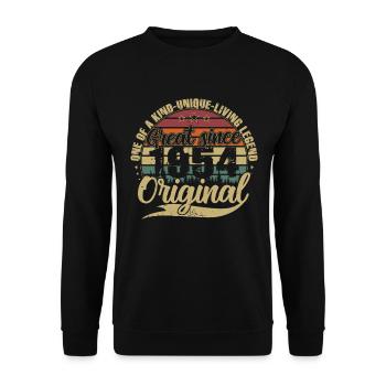Great Since 1954 Vintage Birthday Gift - Unisex Sweatshirt - black - Front - Alina (178cm) & Michal (187cm)