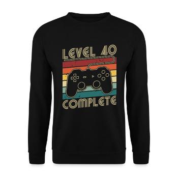 Niveau 40 Complet Cadeau d’anniversaire 40 ans - Sweat-shirt Unisexe - noir - Devant - Alina (178cm) & Michal (187cm)