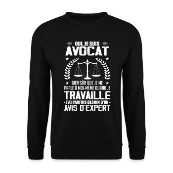 Oui Je Suis Avocat Humour - Cadeau D'anniversaire - Sweat-shirt Unisexe - noir - Devant - Alina (178cm) & Michal (187cm)