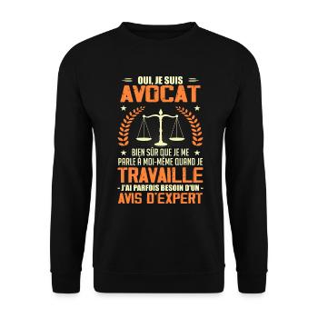 Oui Je Suis Avocat Humour - Cadeau D'anniversaire - Sweat-shirt Unisexe - noir - Devant - Alina (178cm) & Michal (187cm)