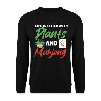 Cadeau pour les fans de Mahjong - Sweat-shirt Unisexe - noir - Devant - Alina (178cm) & Michal (187cm)