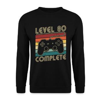 Level 80 Complete 80 Years Birthday Gift - Unisex Sweatshirt - black - Front - Alina (178cm) & Michal (187cm)