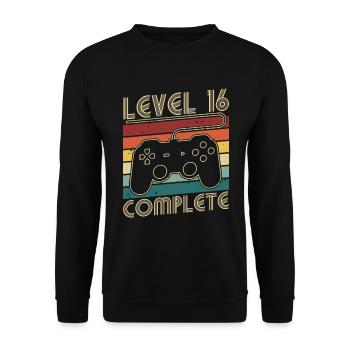 Level 16 Complete 16 Jahre Geburtstags Geschenk - Unisex Pullover - Schwarz - Vorne - Alina (178cm) & Michal (187cm)