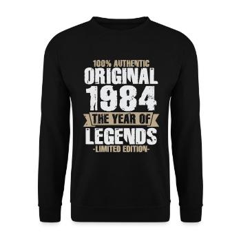 Legende 1984 Original Jahrgang Geburtstagsgeschenk - Unisex Pullover - Schwarz - Vorne - Alina (178cm) & Michal (187cm)