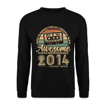 Jahrgang 2014 Geburtstagsgeschenk Geboren 2014 - Unisex Pullover - Schwarz - Vorne - Alina (178cm) & Michal (187cm)