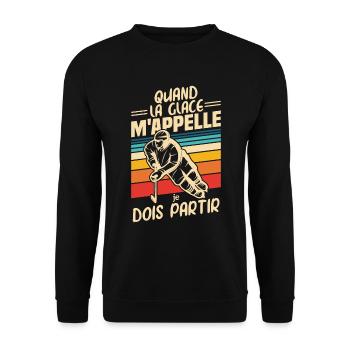 Wenn mich das Eis ruft, muss ich das Eishockey verlassen - Unisex Pullover - Schwarz - Vorne - Alina (178cm) & Michal (187cm)