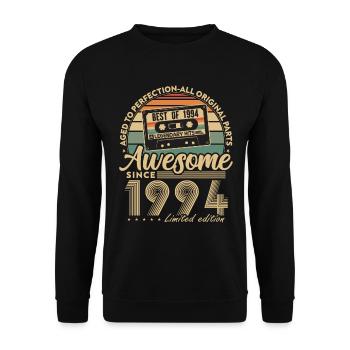 Jahrgang 1994 Geburtstagsgeschenk Geboren 1994 - Unisex Pullover - Schwarz - Vorne - Alina (178cm) & Michal (187cm)