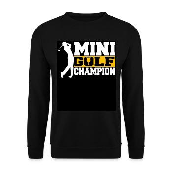 Geschenk für Minigolfspieler - Unisex Pullover - Schwarz - Vorne - Alina (178cm) & Michal (187cm)