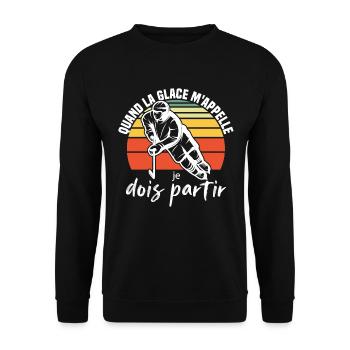 Wenn das Eis mich ruft, muss ich Hockey verlassen - Unisex Pullover - Schwarz - Vorne - Alina (178cm) & Michal (187cm)