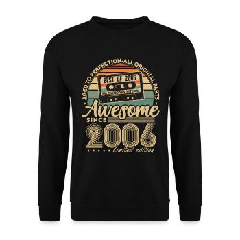 Jahrgang 2006 Geburtstagsgeschenk Geboren 2006 - Unisex Pullover - Schwarz - Vorne - Alina (178cm) & Michal (187cm)