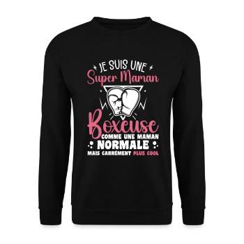 Maman Boxeuse Comme Maman Normale Mais Plus Cool - Sweat-shirt Unisexe - noir - Devant - Alina (178cm) & Michal (187cm)