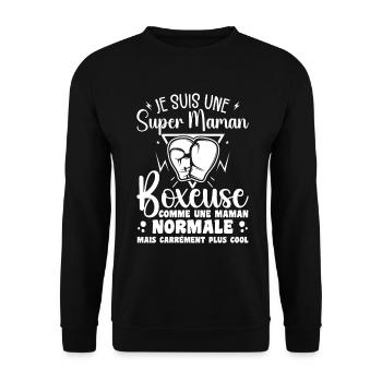 Maman Boxeuse Comme Maman Normale Mais Plus Cool - Sweat-shirt Unisexe - noir - Devant - Alina (178cm) & Michal (187cm)