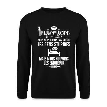 Krankenschwester Humor - Krankenschwester Geschenk - Unisex Pullover - Schwarz - Vorne - Alina (178cm) & Michal (187cm)