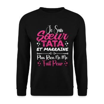 Sister Tata and Godmother - Unisex Sweatshirt - black - Front - Alina (178cm) & Michal (187cm)