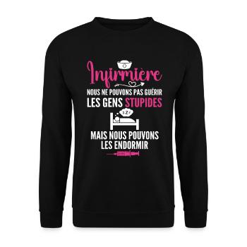 Krankenschwester Humor - Krankenschwester Geschenk - Unisex Pullover - Schwarz - Vorne - Alina (178cm) & Michal (187cm)