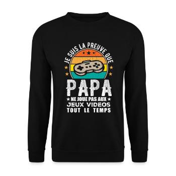 Proof that Dad doesn't play video games - Unisex Sweatshirt - black - Front - Alina (178cm) & Michal (187cm)
