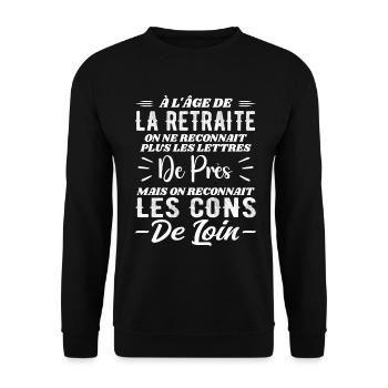 Wenn wir älter werden, erkennen wir Idioten schon von weitem - Unisex Pullover - Schwarz - Vorne - Alina (178cm) & Michal (187cm)